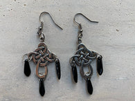 Gaelic Dangle Black Onyx Earrings