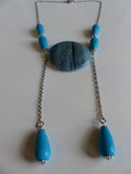 Blue Jasper and Magnesite Dangle Necklace - She-Rock Canada