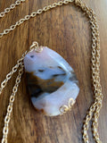 Pink and Brown Peru Stone nugget Necklace