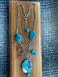 Blue Jasper and Chrysocolla Silver Necklace