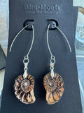 Ammonite Pair rough 25$ small cut Dangle Silver Earrings 10cm 2026