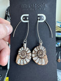 Ammonite Pair rough 25$ small cut Dangle Silver Earrings 10cm 2026