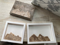 Framed Tyndall Stone Mountain Scape Art in White Pine Frame