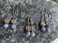 Purple Lilac Quartz Flower Earrings