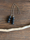 Basalt 3 Bead Dangle V Earring