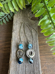 Imperial Blue Jasper Double Bead V Earring