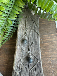 Larvakite Single Geometric Clasp Earring