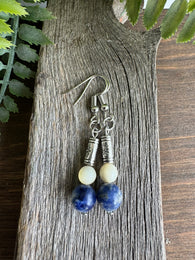 Sodalite single bead Simple Earring