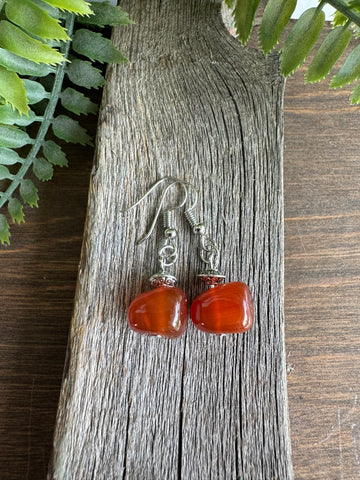 Chunky Orange Red Quartz Simple earring
