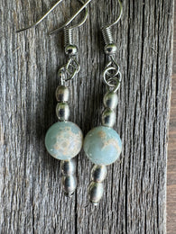 Single Cloudy Red Ocean Jasper Simple Earring