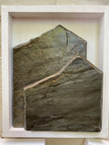 Rock Art: Layered Slate Mountainscape White Framed Art 8*10"
