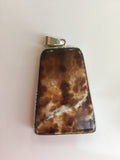 Silver and Taupe Wood Picture Jasper Pendant