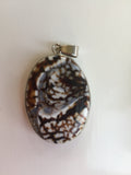 Silver and Taupe Wood Picture Jasper Pendant