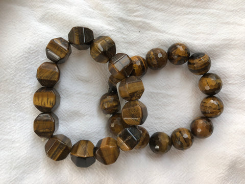 Faceted Tiger Eye Stretchy Bracelets