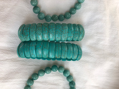 Bladed Blue Magnesite Stretchy Bracelets 2cm