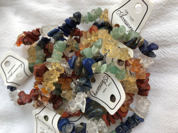 Chakhra rainbow Stretchy nugget Bracelets 0.8cm