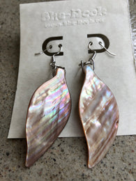 Leaf Shaped Mother of Pearl Shell Dangle Earrings