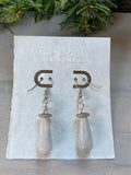 Cloudy White Teardrop Quartz Dangle Earrings