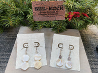 Hexagon Mother of Pearl Shell Dangle Earrings