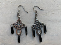 Gaelic Dangle Black Onyx Earrings