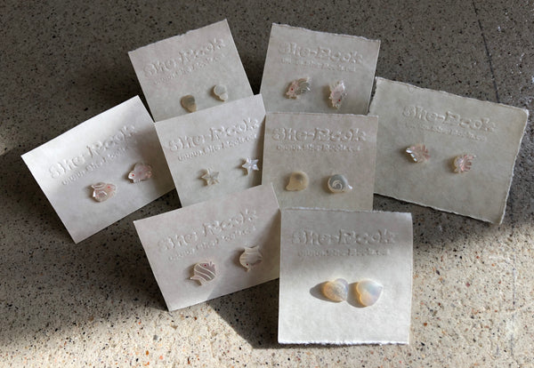 Hand carved Mother of Pearl Stud Earrings - She-Rock Canada