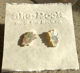 Hand carved Mother of Pearl Stud Earrings - She-Rock Canada