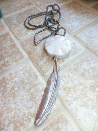 Blonde Jasper and Feather dual length Necklace - She-Rock Canada
