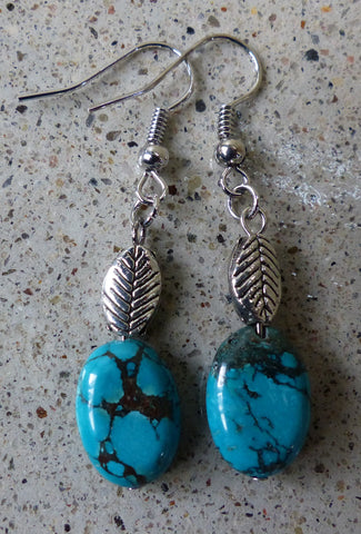 Turquoise and leaf earring - She-Rock Canada