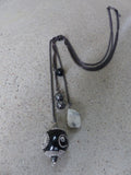 Gun Metal Tiger Eye and Quartz Tie Necklace - She-Rock Canada