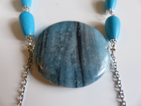 Blue Jasper and Magnesite Dangle Necklace - She-Rock Canada