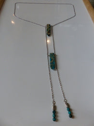 Blue Imperial Jasper and Turquoise Tie Necklace - She-Rock Canada