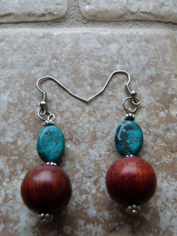 Turquoise and Teak Earrings - She-Rock Canada
