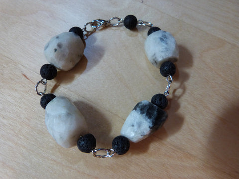 Dalmation Quartz and Basalt Bracelet - She-Rock Canada