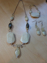 Serpentine, Yellow Turquoise, Pyrite and Lemon Quartz Necklace - She-Rock Canada