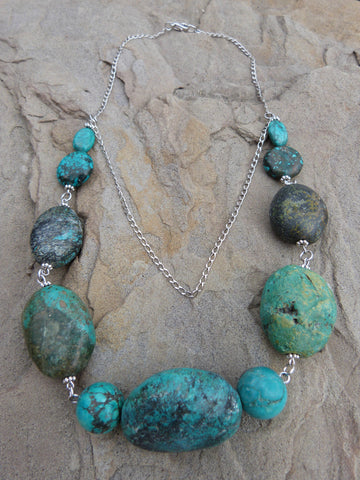 Chunky Blue Turquoise Double Necklace - She-Rock Canada