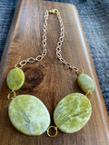 Oval Greenstone Gold Accents