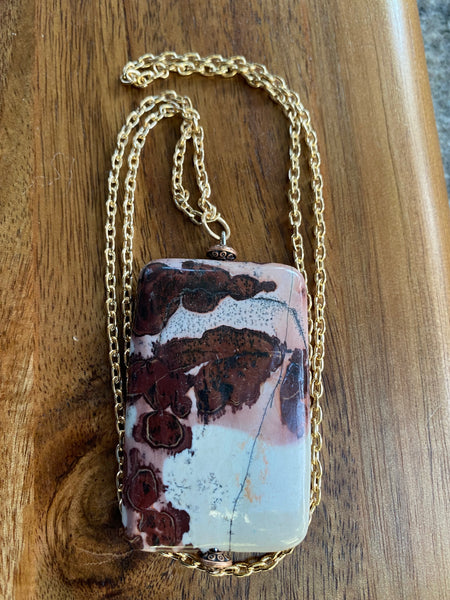 Wood Jasper Delicate Gold Necklace