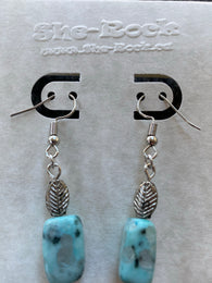 Blue Granite Leaf Earrings