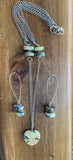 Green and Yellow Turquoise heart and Dangle Necklace