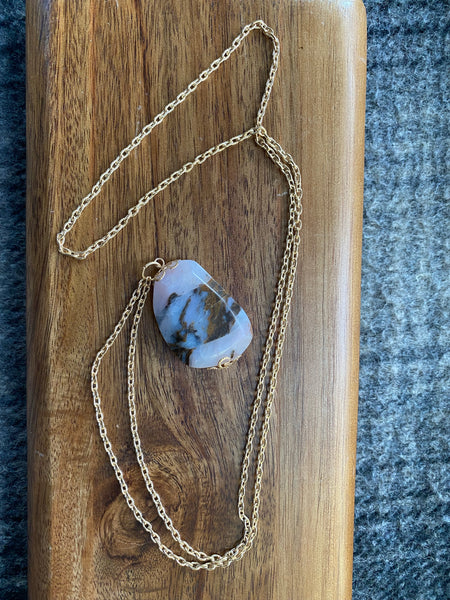 Pink and Brown Peru Stone nugget Necklace