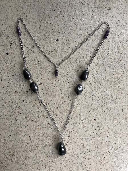 Custom Hematite and Amethyst Necklace 24” - She-Rock Canada