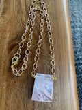 Pink Quartz Trapazoid Gold Necklace