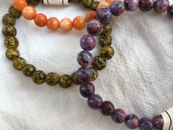 Stretchy 0.8cm Round Stone Bracelet - She-Rock Canada